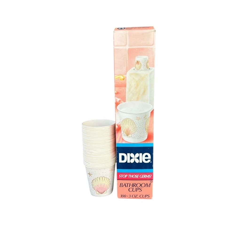 Vintage Dixie Cup Refill Box Pink Seashells Starfish 1991 Open Box 33/100 Props